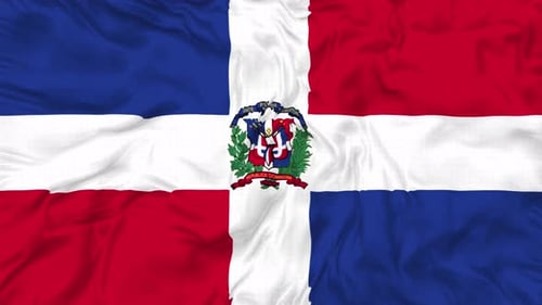 Dominican Republic Flag Waving in Realistic Seamless Loop