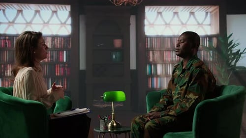 Woman Listening to Man in Military Uniform Talking