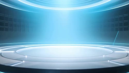 podium Futuristic showcase with platform for product displaying. Empty modern stage display