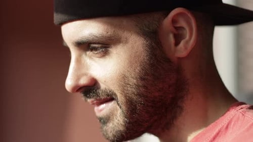 Man Drinking Coffee Close Up, Indoors