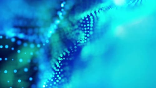 Abstract Blue Digital Particles Flowing Background Loop
