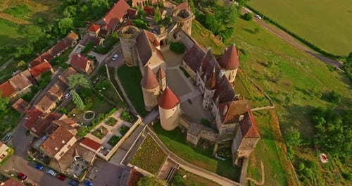 Aerial View Looking Down on the Chateau of Chateauneuf Burgundy France