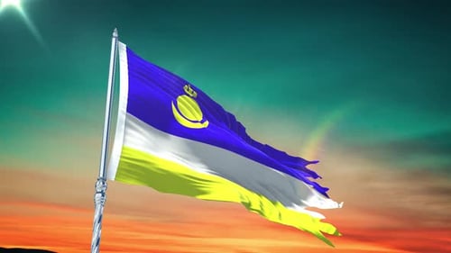 Realistic Blue, White, and Yellow Flag Waving Animation Loop