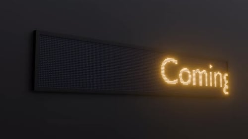Animated Coming Soon Text on Futuristic LED Display