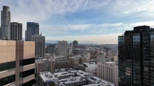 Flying my drone in Downtown Los Angeles. A view of the Historic Core.