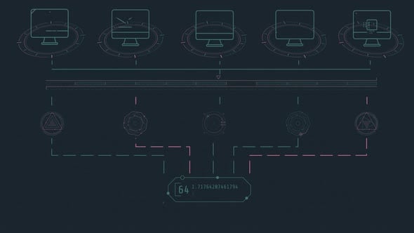 Animated Display Depicting Computer Systems Processing Complex Data ...
