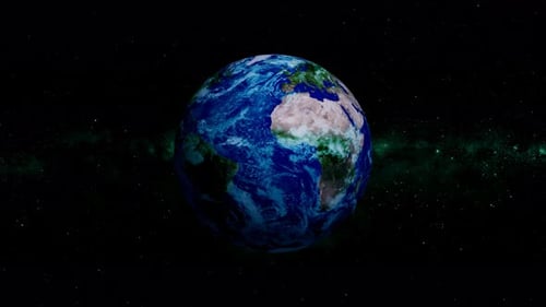 Rotating 3D Earth in Starry Space Background