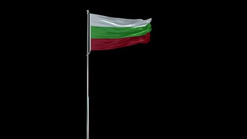 Bulgaria Flag Waving Loop on Black Background
