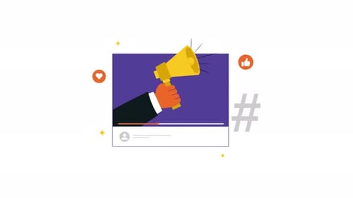 Flat Design Megaphone Social Media Marketing Animation