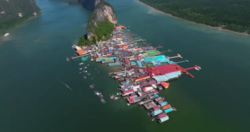 Aerial View Of Ko Panyi Village In Phang Nga Province, Thailand.