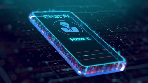 Digital AI Chatbot Interface on Futuristic Smartphone