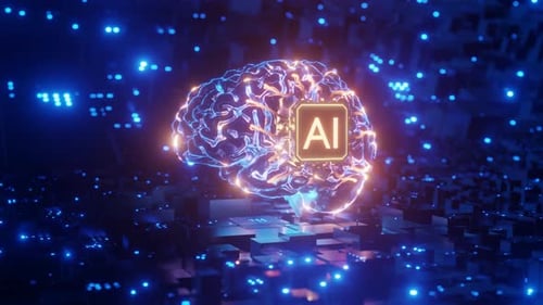 AI Brain Circuit Technology Concept Animation