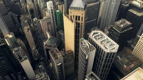 Aerial view, cityscape and urban skyline with buildings, architecture or infrastructure