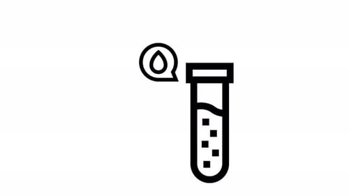 Animated Test Tube Blood Drop Line Icon