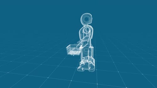 Assistant robotique naviguant avec le panier