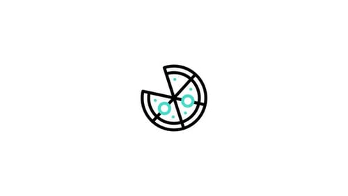 Animated Minimalist Pizza Icon with Slice Reveal and Rotation