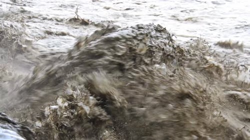 High resolution clip of muddy whirling water taking everything in its path. Natural disaster , flood