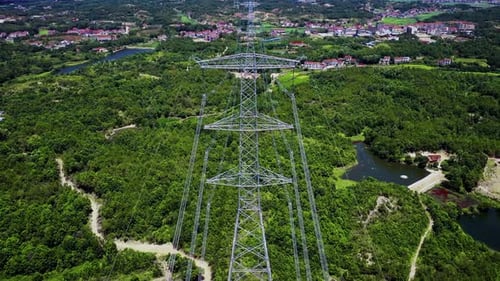 Overhead power lines sending electricity country wide