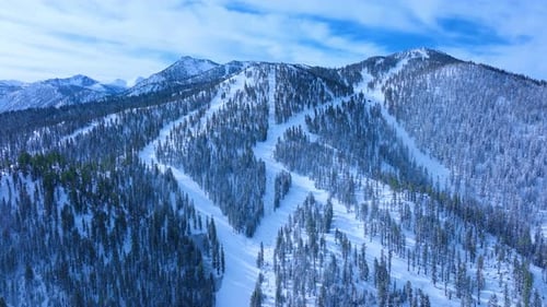 Aerial View of Alpine Ski Area in Winter at Palisades