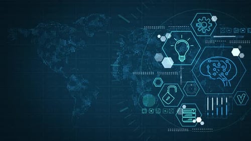 Globales Technologienetzwerk, das künstliche Intelligenz und Cybersicherheit verbindet