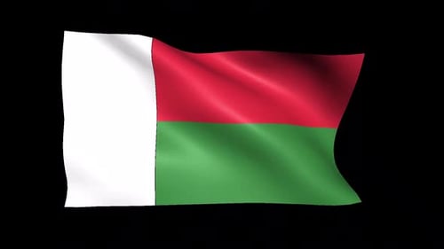 Madagascar National Flag Realistic Waving Loop Animation