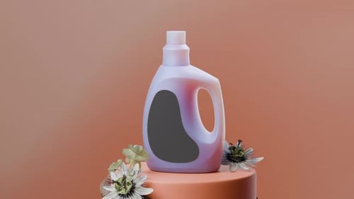 Minimalist 3D Product Display with Rotating Bottle Mockup