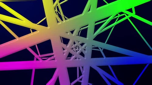 Abstract Fluid Lines Tunnel Animation with Rainbow Gradient