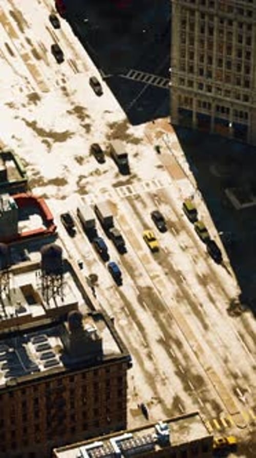 An Aerial View of a City with Tall Buildings