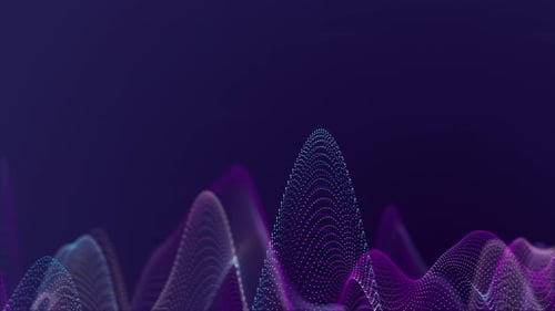 Purple waves. Abstract sound wave scale. Particles wave Cyber or technology background. Abstract