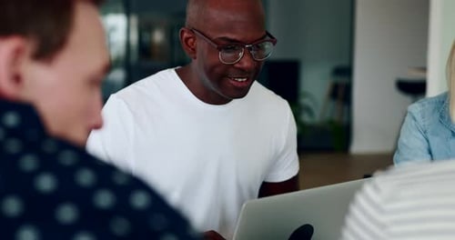 Business Team Collaboration Using Laptop in Modern Office