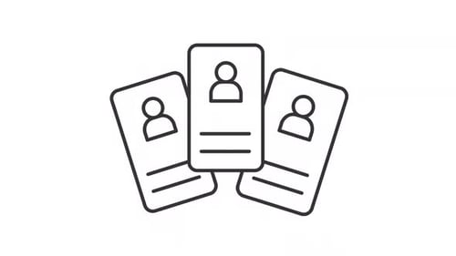 Animated Profile Cards Icon Reveal in Flat Design