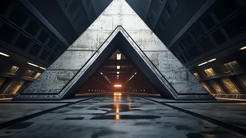 Futuristic Concrete Corridor Entrance