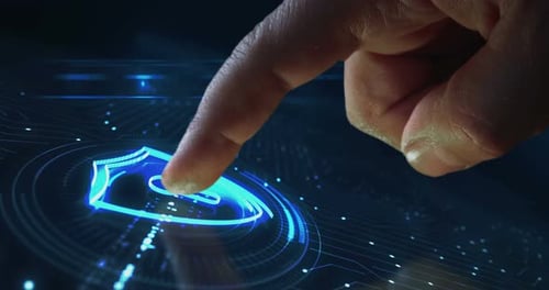 Futuristic Digital Security Shield Keyhole Icon Animation