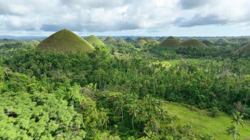 Aerial of the Chocolate Hills on Bohol Island in the Philippines