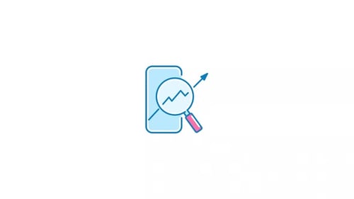 Animated Mobile Phone Analytics Icon with Growing Chart