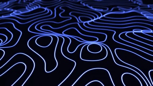 Abstract Blue Glowing Contours Tech Lines Background Loop