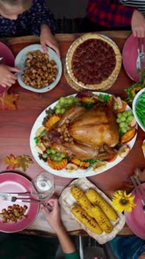Vertical View Of Eating Special Food with Together