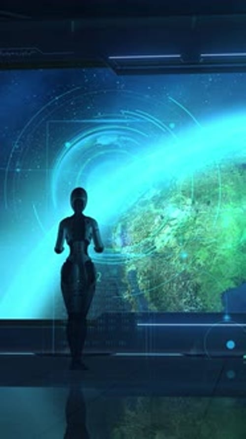 Humanoid Robot Interacting with Earth Data in Space Station