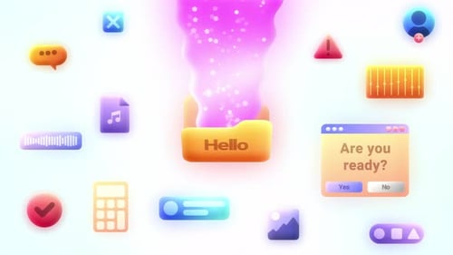 Spielerische 3D-Animation mit digitalen Icons 3