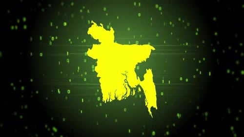 Digital Map Reveal of Bangladesh with Tech Elements