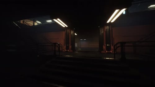 Empty Corridor with Reflective Wall