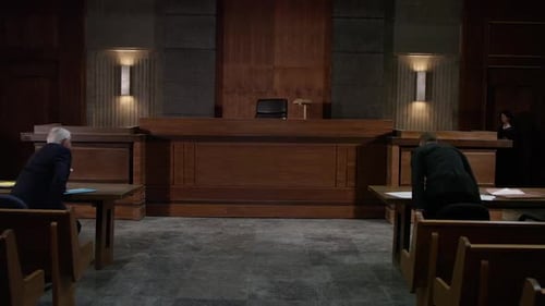 Court lawyers in an american trial court in front of a judge