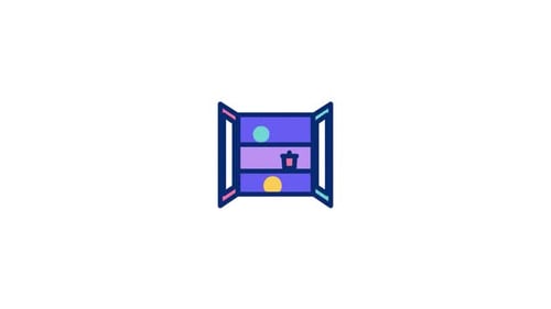 Abstract Flat Design Folder Icon Opening and Closing Animation