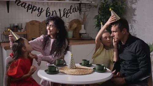 Family Celebrates Birthday Together at Home