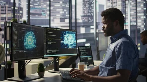 IT Professional Working with AI Tech to Transform Data Into Predictive Models