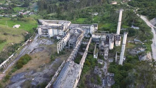 Aerial Drone Flight Over a Ghost Town in Colombia