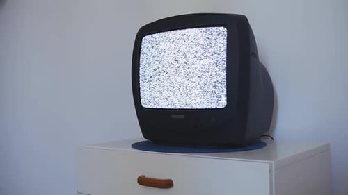 Retro Television Showing Static on an Old CRT TV