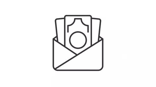 Animated Flat Line Envelope Revealing Money Icon