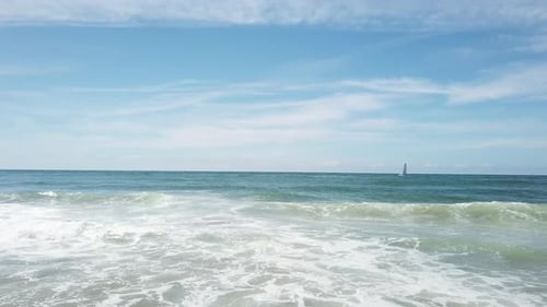 Sea with sail boats, aerial view