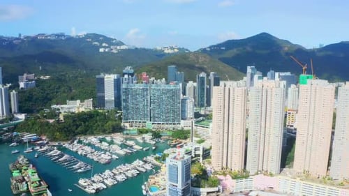 Breathtaking And Bird’s Eye View Of Hong Kong City And High Rise Buildings, China